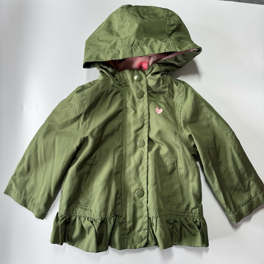 Baby Girl Lightweight Jacket and Fleece Size 12 Months Carter’s Fall Green Pink - Picture 2 of 16